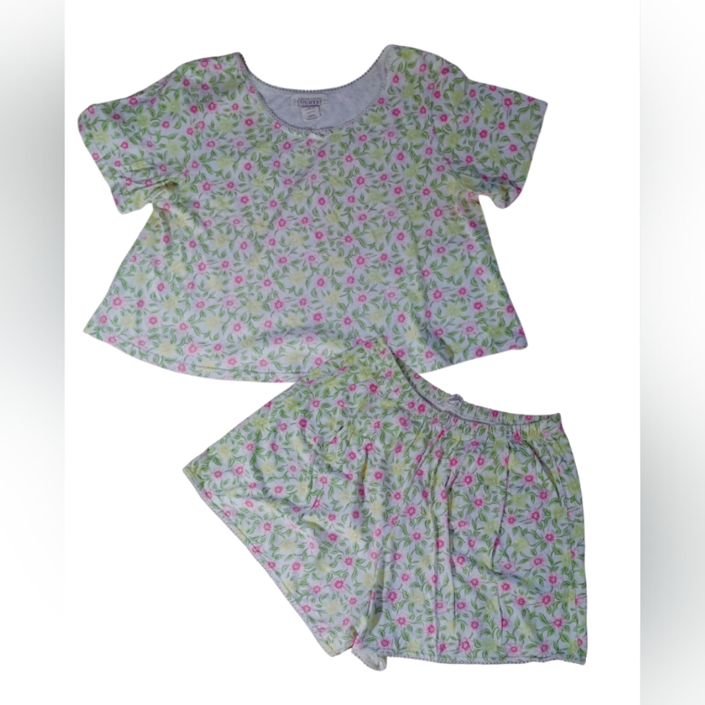 VS COUNTRY COTTON 1980s VINTAGE Two Piece PJ Set Size L